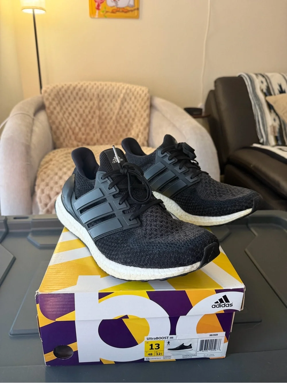 Black Core Adidas Ultraboost 2.0 (2016) BB3909 Size 13